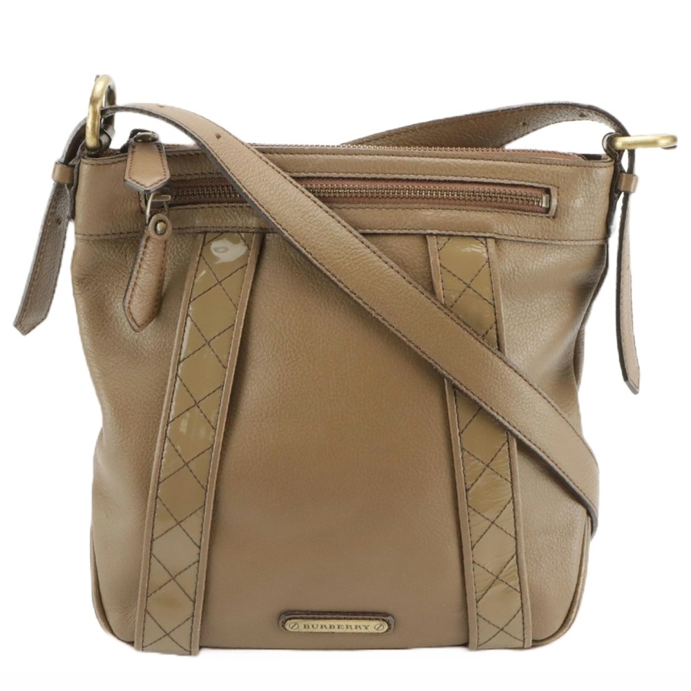 VTG BURBERRY DARK TAUPE BROWN LEATHER CROSSBODY OR SHOULDER BAG - Picture 11 of 14